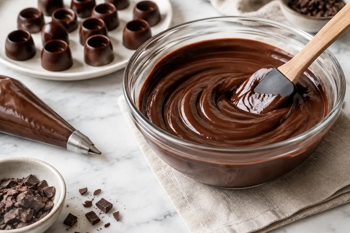 Comment préparer une ganache au chocolat qui reste souple pour garnir des bonbons